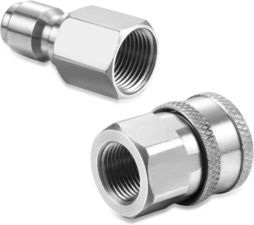 Miniatura 4 de Hotop 2 juegos NPT 3/8 pulgadas arandela a presión Kit de conector rápido de acero inoxidable adaptadores para lavadora a presión Accesorios
