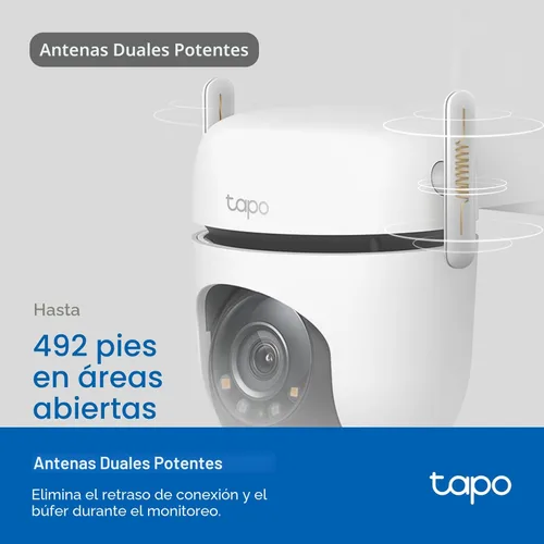 Miniatura 10 de TP-Link Tapo Cámara de Seguridad Wi-Fi para Exteriores 2K QHD con Pan/Tilt, Vista de 360°, Seguimiento de Movimiento, Visión Nocturna a