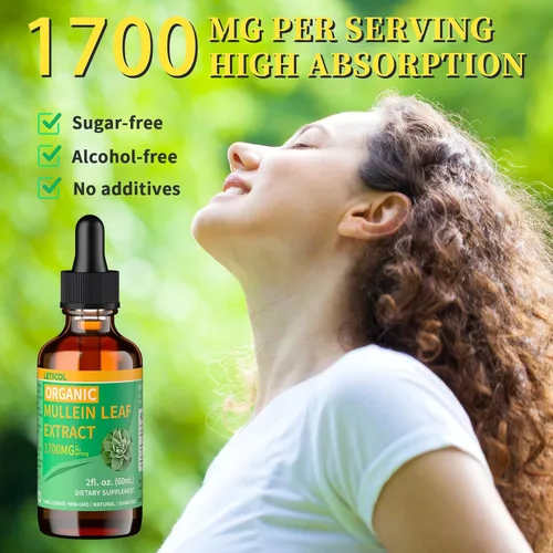 Miniatura 3 de Gotas de gordolobo orgánico para limpieza pulmonar, potente extracto de hoja de gordolobo de 1700 mg para apoyo inmunológico y respiratorio