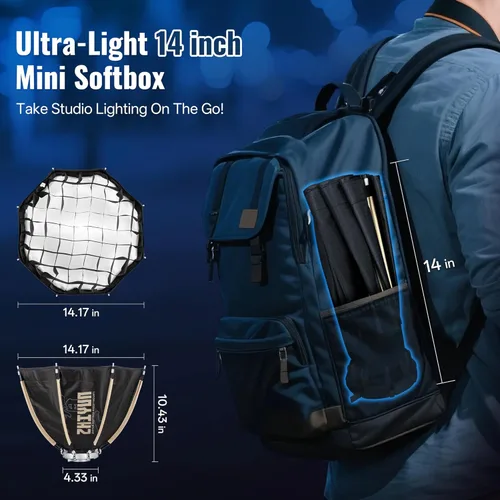 Miniatura 3 de ZHIYUN Mini caja de luz octogonal 40D de 14.17 pulgadas, montaje ZY [oficial] plegable rápido con difusores/rejilla de panal compatible con retratos