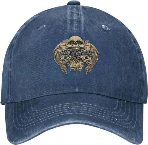 Miniatura 2 de Sombrero de vaquero de moda para hombre y mujer, ajustable para cuatro estaciones, gorra de béisbol del infierno con ángel, azul marino, Azul marino