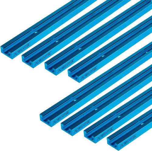 Miniatura 12 de POWERTEC 71169 Pista en T universal de 48 pulgadas con 2 abrazaderas de sujeción, azul anodizado