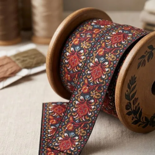 IDONGCAI Cinta jacquard tejida floral vintage de 5 yardas para costura, moda bohemia y decoración del hogar, correa de tela duradera de 1.95