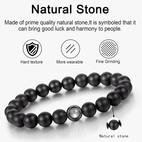 Miniatura 5 de EMIRISTIC Pulsera de fotos personalizada, pulsera de cadena cubana de piedra natural con imagen personalizada, regalo para cualquier día especial