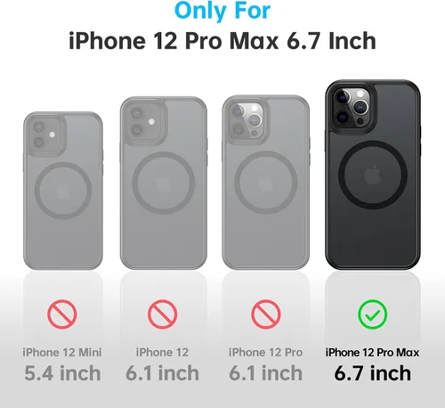 Miniatura 2 de Meifigno- Funda magnética diseñada para el iPhone 12 Pro Max, [protección de grado militar y compatible con MagSafe], parte trasera mate translúcida