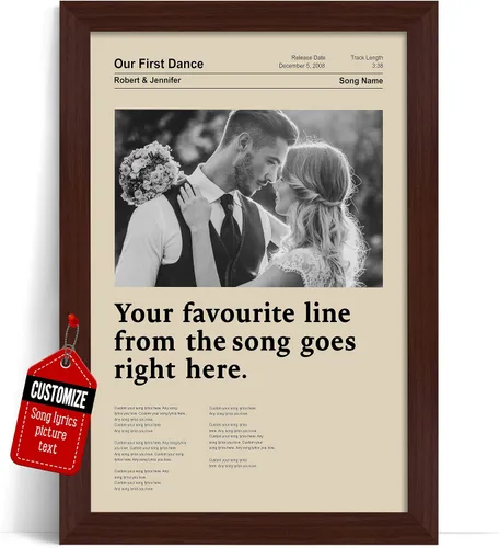 Miniatura 32 de VICILO Póster Enmarcado con Letras de Canción Personalizadas, Regalo para Padres, Acordes de Canción Perfectos, Pareja, 50° Aniversario de Boda