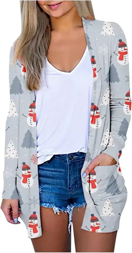 FQZWONG Cardigan for Women Lightweight 2023 Christmas Outfits Fashion Fall Long Sleeve Tops Casual Open Front Coats Clothes