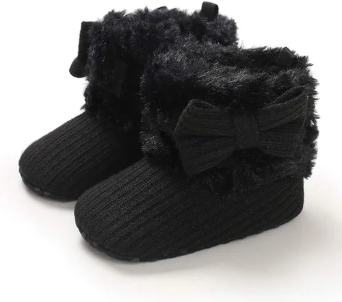 Miniatura 4 de E-FAK Botas para bebé niño y niña, zapatos para recién nacidos, con lazo para nieve, antideslizantes, suela suave, cálidos, para niños pequeños
