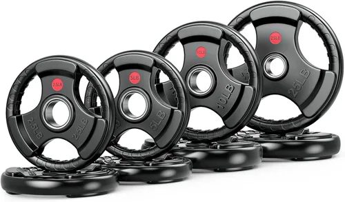 Miniatura 14 de GIKPAL Discos de peso de goma de agarre olímpico de 2 pulgadas para entrenamiento de fuerza, levantamiento de pesas en el hogar y el gimnasio, juego