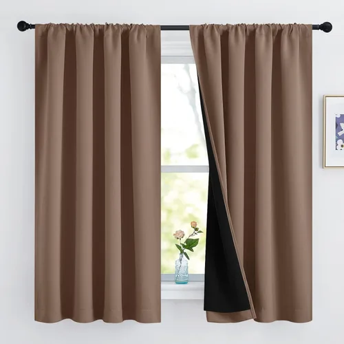 Miniatura 106 de NICETOWN Cortinas blancas 100% opacas, 2 capas gruesas completamente opacas con bolsillo para barra, cortinas aislantes térmicas para Blanco puro