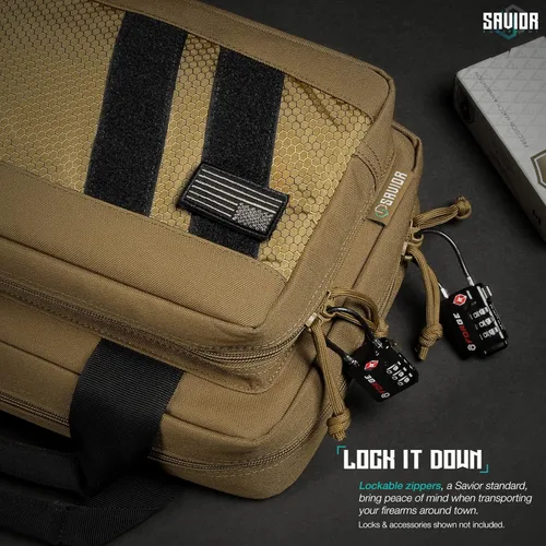 Miniatura 6 de Savior Equipment Specialist Series Tactical Double Scoped Handgun Firearm Case Pistol Bag For Outdoor Hunting Shooting Range, Lockable Compartment