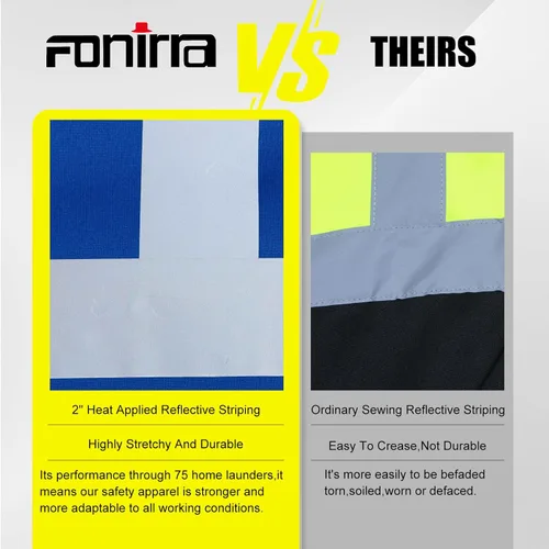 Miniatura 5 de FONIRRA - Sudadera con capucha de alta visibilidad para hombres, con forro polar, seguridad ANSI clase 3, chaqueta de trabajo con parte inferior Azul