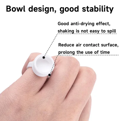 Miniatura 4 de G2PLUS Anillos de pegamento para extensiones de pestañas, 100 piezas de anillos desechables para pigmentos, soporte de pegamento de pestañas blanco