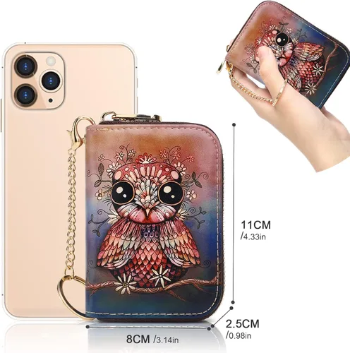 Miniatura 5 de APHISON RFID - Tarjetero, carteras para mujer. Funda para tarjetas de piel con cremallera para mujerniñaCaja regalo