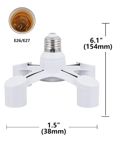 Miniatura 2 de Divisor de enchufe de bombilla, 4 en 1 E26/E27 adaptador de enchufe de bombilla múltiple, convertidor divisor de enchufe de luz para LED, bombillas