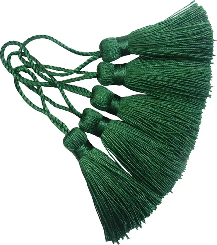 Miniatura 31 de Makhry 20 mini borlas de hilo sedoso hechas a mano de 4.3 pulgadas con lazo de cordón de 2 pulgadas y pequeño nudo chino para aretes, recuerdo