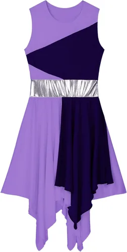 Miniatura 141 de easyforever Vestido de baile sin mangas con bloques de color para mujer, alabanza litúrgica, ropa de baile lírico, vestido de bata de adoración