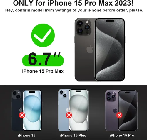 Miniatura 7 de Jiunai Funda para iPhone 15 Pro Max de Servicio Pesado con Protección contra Caídas Sin Pantalla de Doble Capa Resistente a Golpes Deportiva
