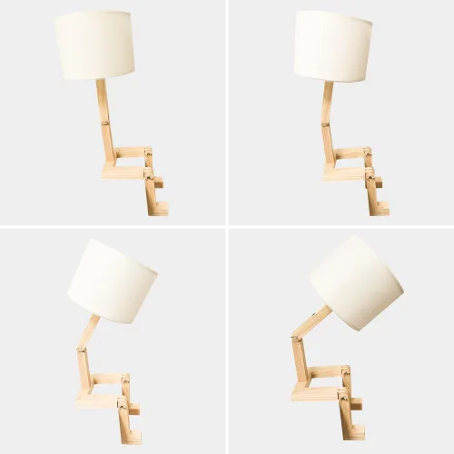 Miniatura 5 de Lámpara de mesa robótica, bonita luz de noche, brazos y patas de madera ajustables, bonita lámpara de escritorio, iluminación de noche novedosa