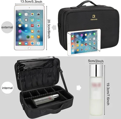 Miniatura 7 de Relavel - Estuche de maquillaje de viaje en tren de 13.8 pulgadas, estuche de cosméticos grande profesional, portátil, organizador y almacenamiento
