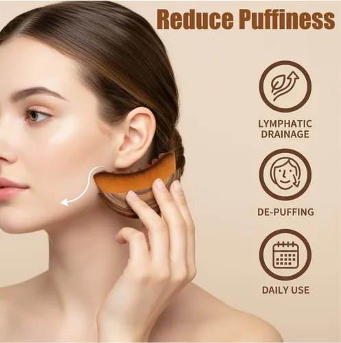Miniatura 3 de Cepillo facial de contorno linfático, cepillo de drenaje facial linfático, suave, orgánico, reduce la hinchazón, mejora la piel y el resplandor, 1pcs