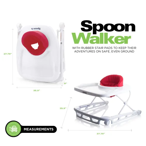 Miniatura 7 de Andadera Joovy Spoon con centro de actividades para bebé con tres alturas ajustables, bandeja extra grande y capacidad de peso de 13.6 kg - Rojo