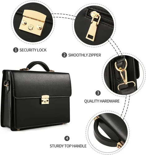 Miniatura 5 de Maletines para hombres de negocios maletín de cuero con bloqueo negro portátil Messenger Bag Abogado Estuche rígido