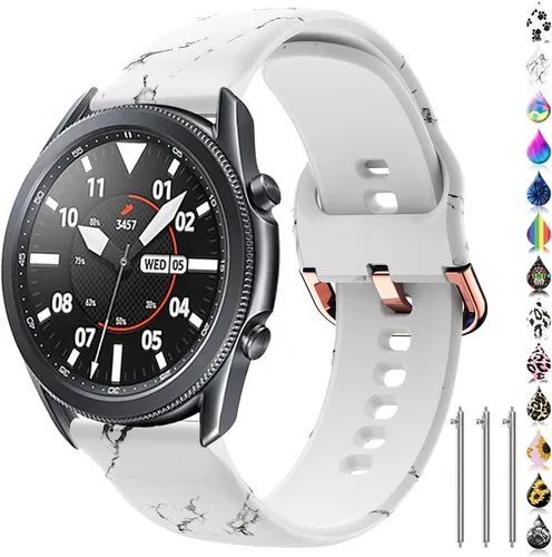 Miniatura 14 de Correa de reloj floral de 0.866 pulgadas compatible con Samsung Galaxy Watch 3 de 1.772 pulgadas/Gear S3 Frontier/Classic, correa de silicona