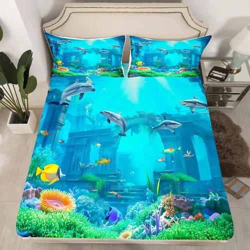 Miniatura 15 de Erosebridal Sábana bajera ajustable de mariposa azul, tamaño individual, sábanas estéticas de mariposas voladoras para niños, juegos de ropa de cama