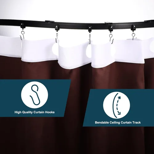 Miniatura 4 de Jetec Cortina de techo flexible y flexible de 6.5 pies, soporte para riel con sistema de rieles de cortina, ventana de litera, divisor