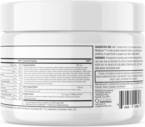 Miniatura 3 de Reclaim Multi Pure Mandarina Clementine Apoyo Inmune, Vitamina C, Complejo Vitamina B, Probiótico, Superalimento en polvo, Calcio, Óxido