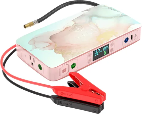 Miniatura 9 de HALO Bolt Ultimate 2 - Arrancador de batería portátil para automóvil Compresor de aire de 130 PSI, banco de energía USB de 55.5 Wh con salida