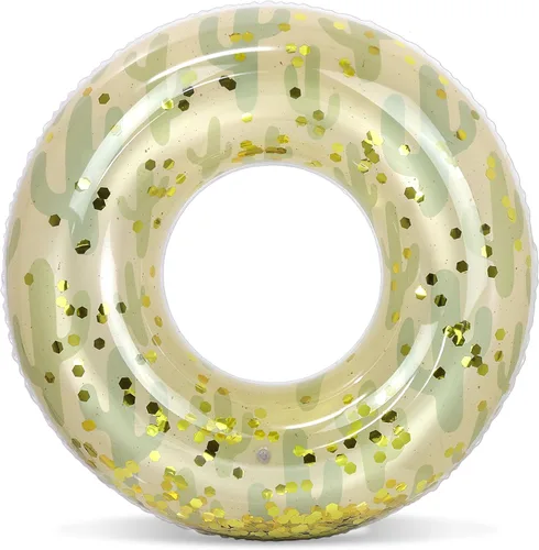 POZA Flotador de Tubo Inflable para Piscina – Anillo de natación de confeti brillante, Tubo Inflable de Servicio Pesado Resistente a los Rayos UV