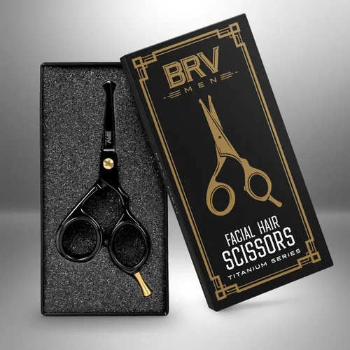 Miniatura 2 de BRV MEN Tijeras pequeñas de punta redondeada para hombres de 4.2 pulgadas Acero inoxidable de alto carbono Pelo de nariz para hombres Tijeras