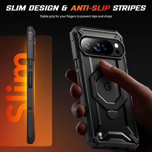 Miniatura 8 de TONGATE Funda para Pixel 10 Pro XL con soporte magnético giratorio de 360°, compatible con MagSafe, protector de pantalla de privacidad, funda