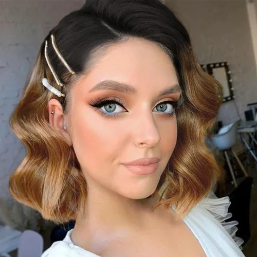 Miniatura 7 de Extensiones de cabello humano 12A ombré, ondulado, 4 paquetes cortos de 8, 8, 8, 8 pulgadas, extensiones de cabello virgen brasileño 100% sin