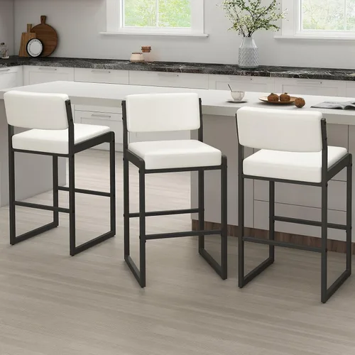 Miniatura 56 de SAECKBERG Taburetes de bar modernos de altura de mostrador, sillas de barra de 26 pulgadas de altura con respaldo, taburetes tapizados, taburetes