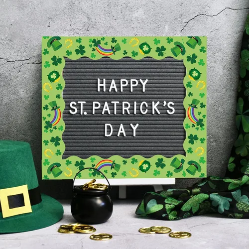 Miniatura 5 de JarThenaAMCS Rollo de 131.2 pies para tablón de anuncios del día de San Patricio, trébol verde troquelado, para escuela, pizarra irlandesa