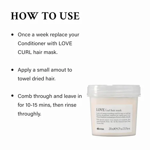 Miniatura 3 de Davines LOVE/Curl Hair Mask, Extra Nourishing & Conditioning Treatment for Wavy to Curly Hair - Deeply Hydrates & Restores Elasticity - Intense