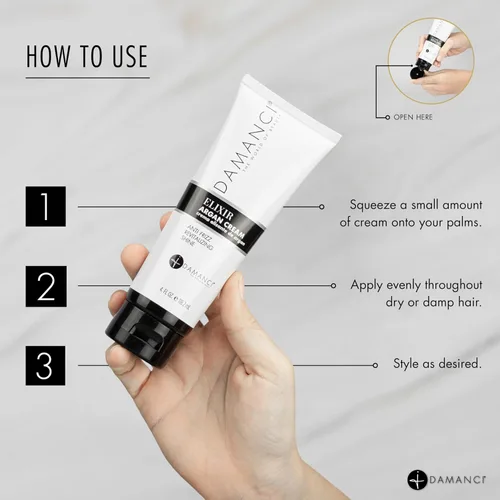 Miniatura 3 de DAMANCI Crema de argán, crema para peinar el cabello y acondicionador sin enjuague, suaviza el cabello y antiencrespamiento, con aceite de argán
