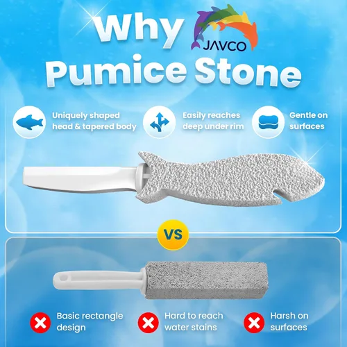 Miniatura 2 de JAVCO Piedra pómez para limpieza con mango (paquete de 2) – Piedra de fregar para porcelana, cerámica y azulejos, Pumiceshark para limpieza