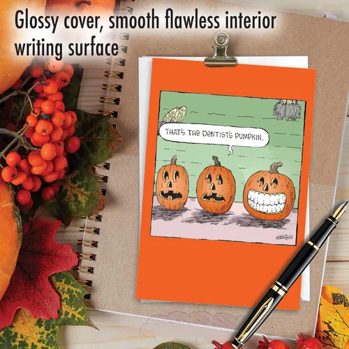Miniatura 5 de NobleWorks - Juego de 12 divertidas tarjetas de felicitación de Halloween con sobres de 5 x 7 para hombres, mujeres 1x12 diseños - Calabaza