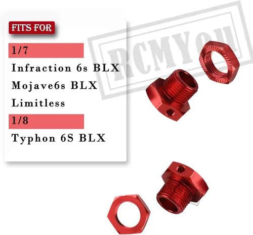 Miniatura 2 de Pieza de mejoras de llave hexagonal de rueda de 0.67 pulgadas, para infracción de 1/7, 6s BLX/Mojave 6s BLX/Limitless 1/8 Typhon 6S BLX, adaptadores