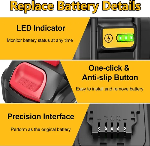 Miniatura 3 de 4 paquetes de reemplazo para batería DeWalt de 20V Max, batería de litio de alta capacidad de 6.0Ah compatible con DeWalt Baterias 20V DCB206 DCB205
