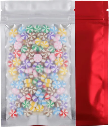 Miniatura 22 de 100 bolsas de sellado con cremallera resellables de papel metálico de color transparente esmerilado para ventana (negro, soporte 2 onzas)