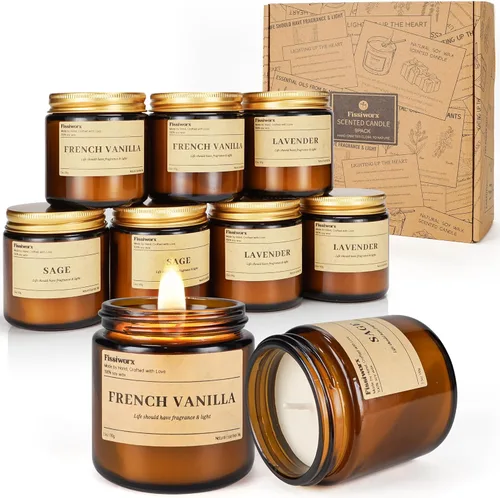 Miniatura 16 de Fissiworx Juego de 2 velas perfumadas de lavanda, cera de soja natural vertida a mano, 60 horas de combustión de larga duración, relaja y alivia
