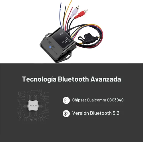 Miniatura 4 de Receptor Bluetooth 5.2 para automóvil – aptX adaptativo, aptX HD, AAC, SBC – Compatible con 12 V/24 V, disparador remoto, salida RCA estéreo