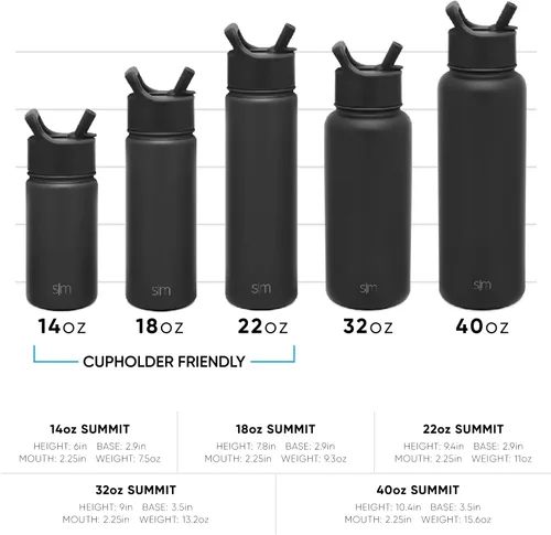 Miniatura 4 de Simple Modern Botella de agua con pajita y tapa de sorbo, termo de metal de acero inoxidable con aislamiento al vacío Cantimplora reutilizable a