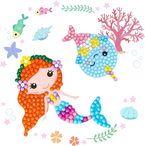 Miniatura 7 de Cymbana Kits de pintura de diamantes para niños, 18 piezas de calcomanías de arte de gemas de princesa y su amigo para niños de 6 a 8 a 12 años