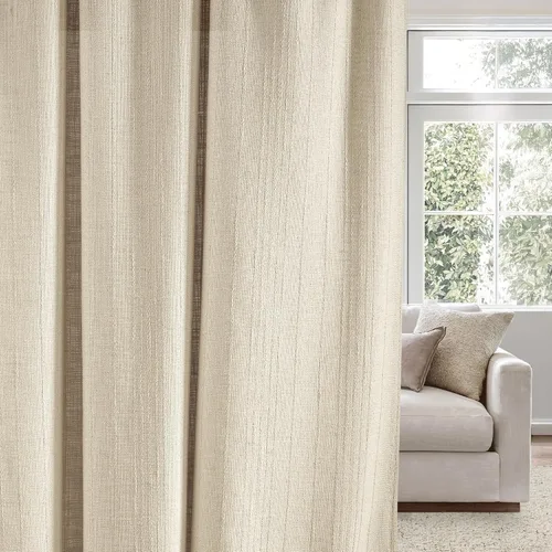 Miniatura 75 de NICETOWN Cortinas de lino grueso para dormitorio, privacidad añadida, bolsillo para barra y pestaña trasera, no se transparentan, mezcla de lino